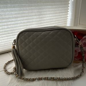 Charlotte Russe grey crossbody with grey tassel GUC